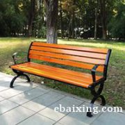 天津防腐木公园椅钢木靠背长椅户外休闲椅